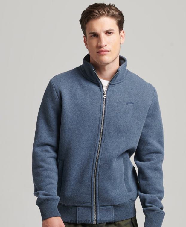 hombres Superdry Armada top deportivo de algodón orgánico con cremallera y logo vintage 2R68Z600