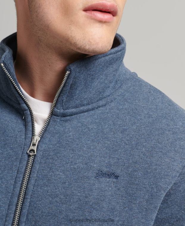 hombres Superdry Armada top deportivo de algodón orgánico con cremallera y logo vintage 2R68Z600