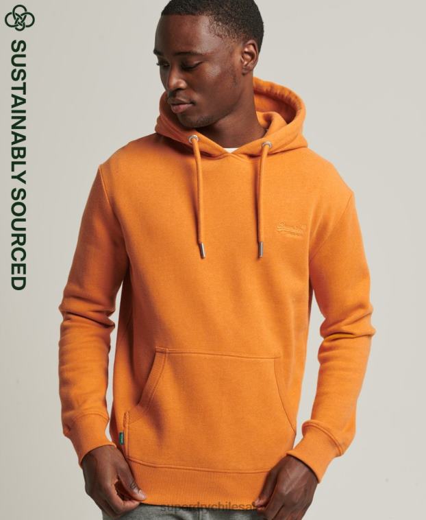 hombres Superdry amarillo sudadera con capucha de algodón orgánico con logo vintage bordado 2R68Z744