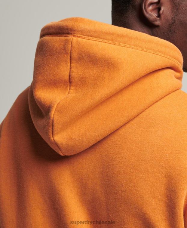 hombres Superdry amarillo sudadera con capucha de algodón orgánico con logo vintage bordado 2R68Z744