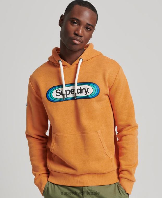 hombres Superdry amarillo sudadera con capucha de temporada con logo vintage 2R68Z5195