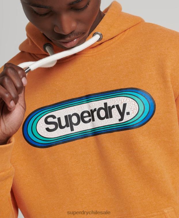 hombres Superdry amarillo sudadera con capucha de temporada con logo vintage 2R68Z5195