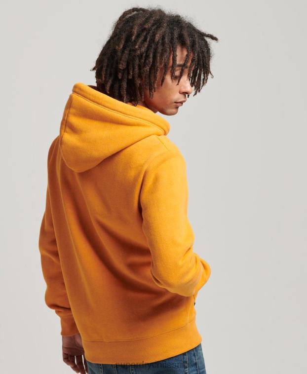 hombres Superdry amarillo sudadera con capucha y cremallera de algodón orgánico con logo vintage bordado 2R68Z580