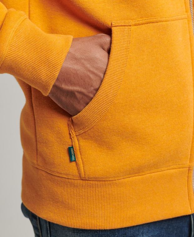 hombres Superdry amarillo sudadera con capucha y cremallera de algodón orgánico con logo vintage bordado 2R68Z580