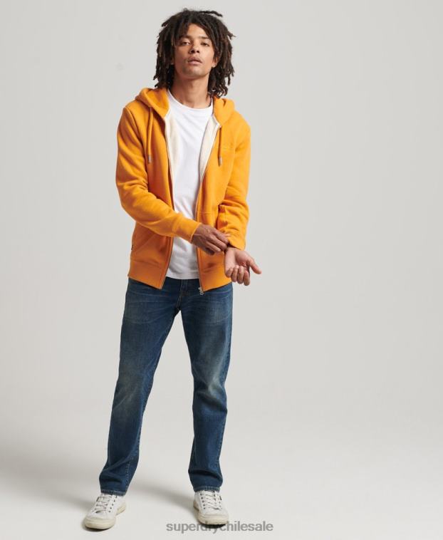 hombres Superdry amarillo sudadera con capucha y cremallera de algodón orgánico con logo vintage bordado 2R68Z580