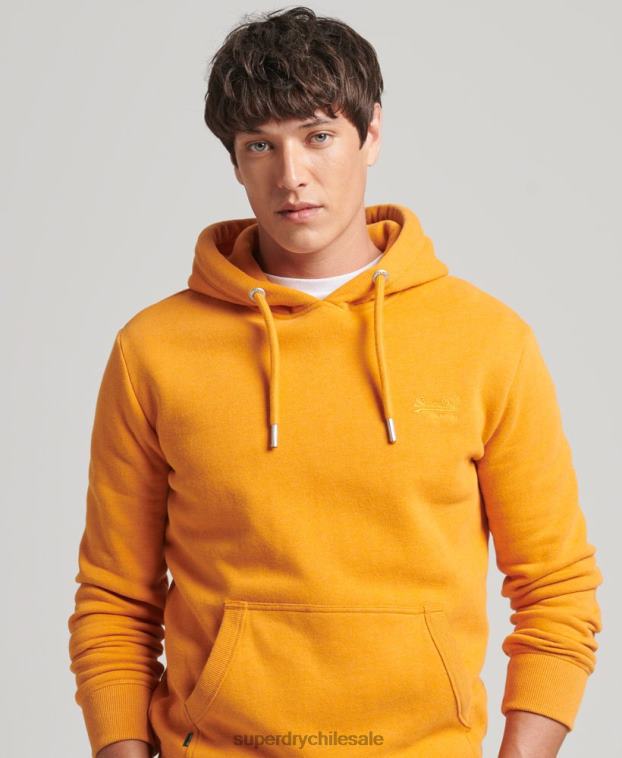 hombres Superdry amarillo sudadera con capucha y logo esencial de algodón orgánico 2R68Z517