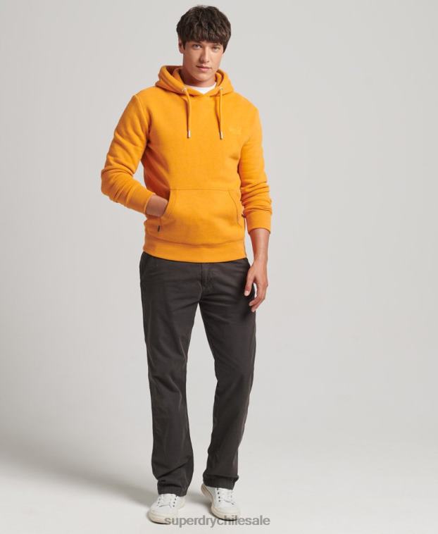 hombres Superdry amarillo sudadera con capucha y logo esencial de algodón orgánico 2R68Z517