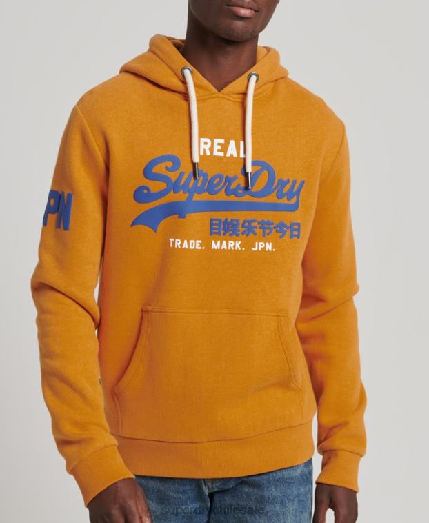 hombres Superdry amarillo sudadera con capucha y logo vintage 2R68Z5146