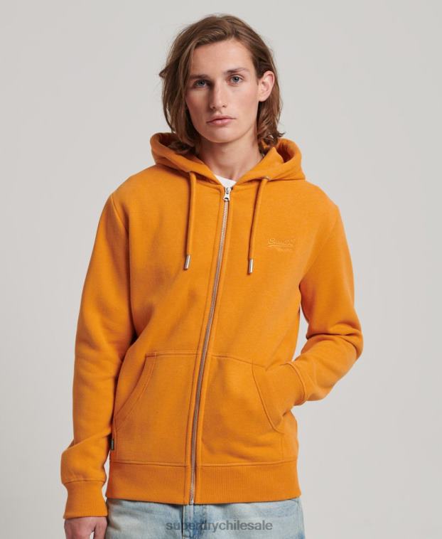 hombres Superdry amarillo sudadera con cremallera y logo bordado 2R68Z617