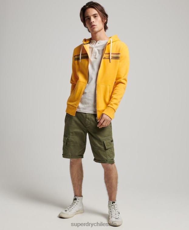 hombres Superdry amarillo sudadera con cremallera y logo vintage cali 2R68Z485