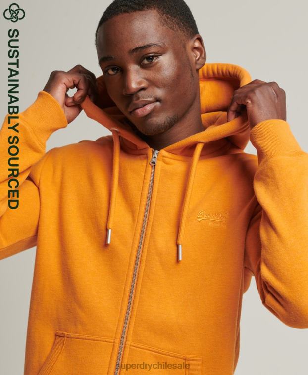 hombres Superdry amarillo sudadera con cremallera y logo vintage de algodón orgánico 2R68Z624
