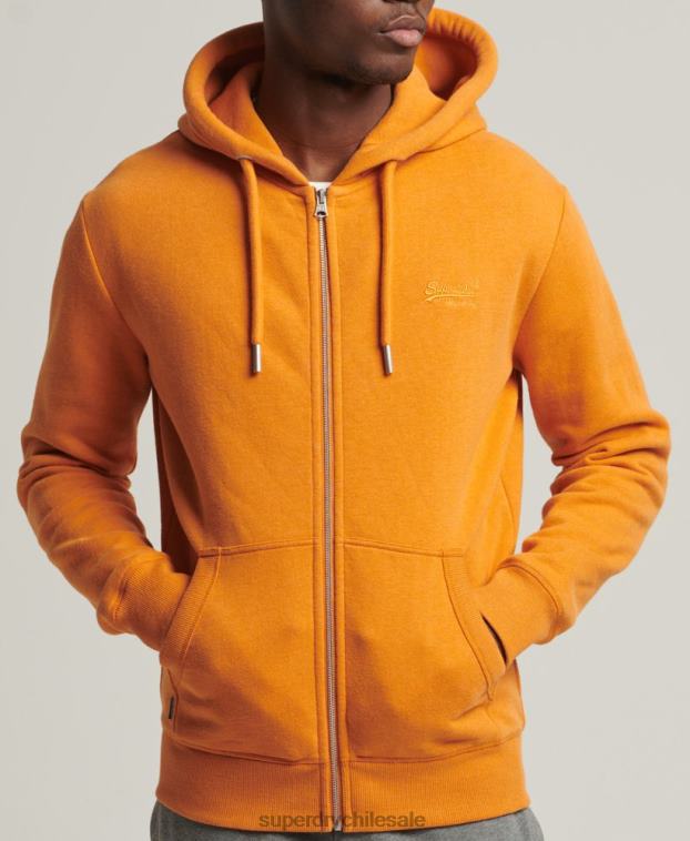 hombres Superdry amarillo sudadera con cremallera y logo vintage de algodón orgánico 2R68Z624