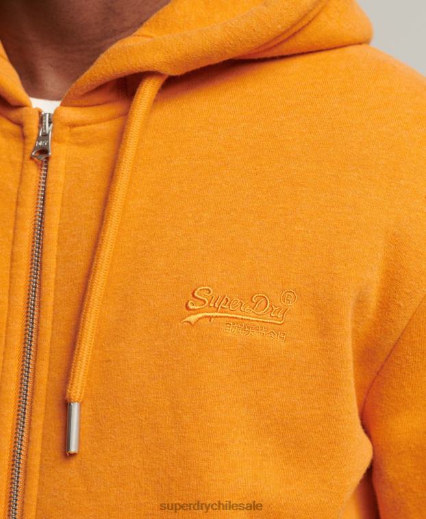 hombres Superdry amarillo sudadera con cremallera y logo vintage de algodón orgánico 2R68Z624