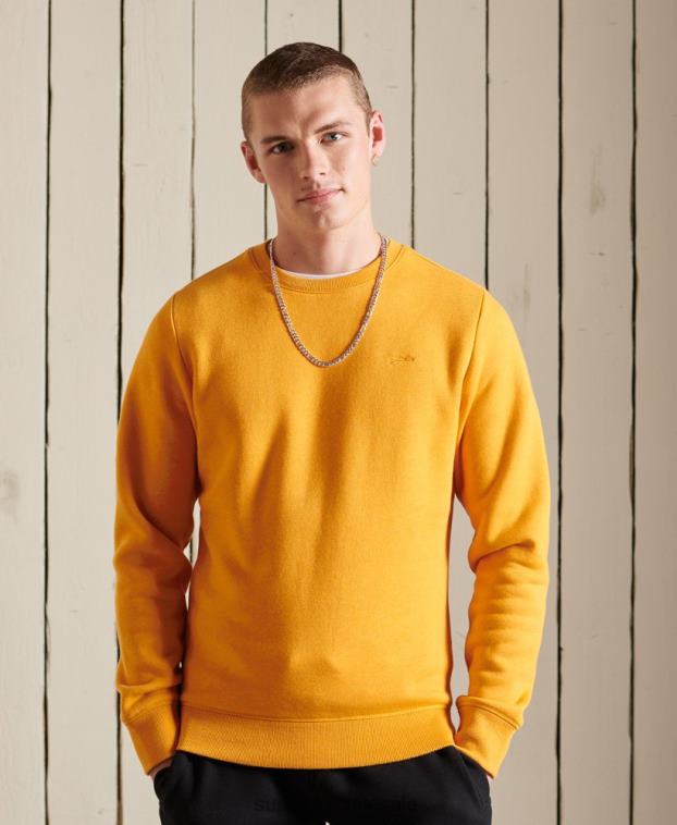 hombres Superdry amarillo sudadera con cuello redondo y logo bordado 2R68Z5218
