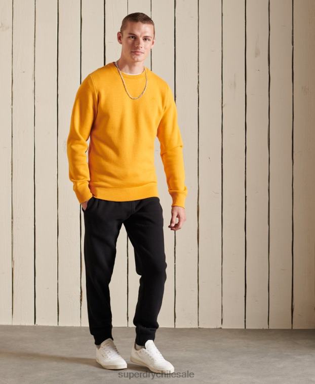 hombres Superdry amarillo sudadera con cuello redondo y logo bordado 2R68Z5218