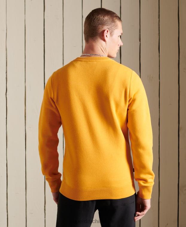 hombres Superdry amarillo sudadera con cuello redondo y logo bordado 2R68Z5218
