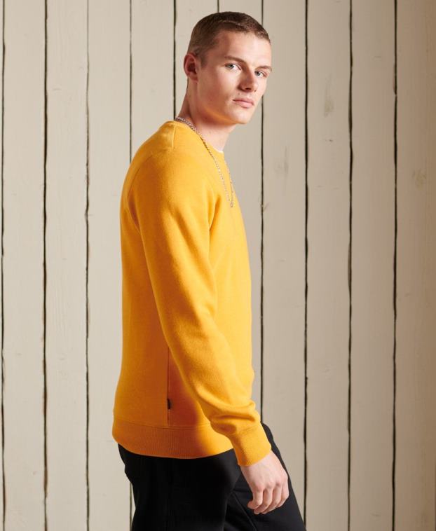 hombres Superdry amarillo sudadera con cuello redondo y logo bordado 2R68Z5218