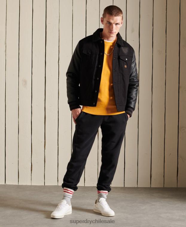 hombres Superdry amarillo sudadera con cuello redondo y logo bordado 2R68Z5218