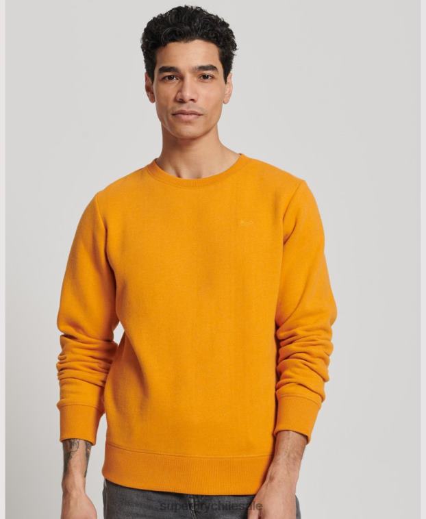 hombres Superdry amarillo sudadera con cuello redondo y logo bordado 2R68Z523