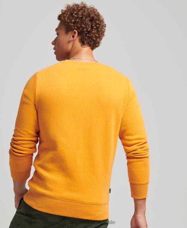 hombres Superdry amarillo sudadera con cuello redondo y logo esencial de algodón orgánico 2R68Z705