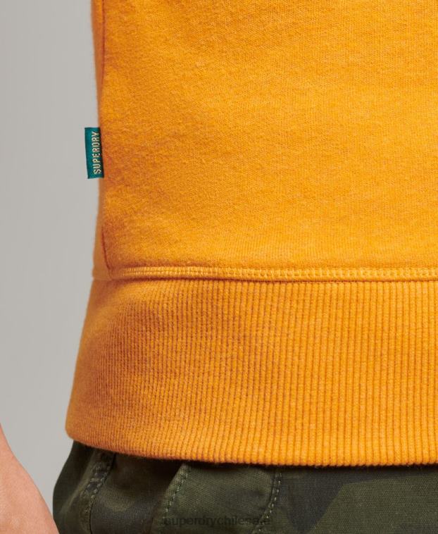hombres Superdry amarillo sudadera con cuello redondo y logo esencial de algodón orgánico 2R68Z705