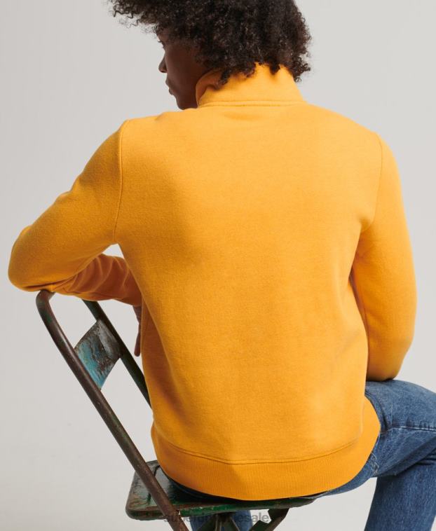 hombres Superdry amarillo sudadera con cuello tunecino y cremallera con logo vintage de algodón orgánico 2R68Z5042