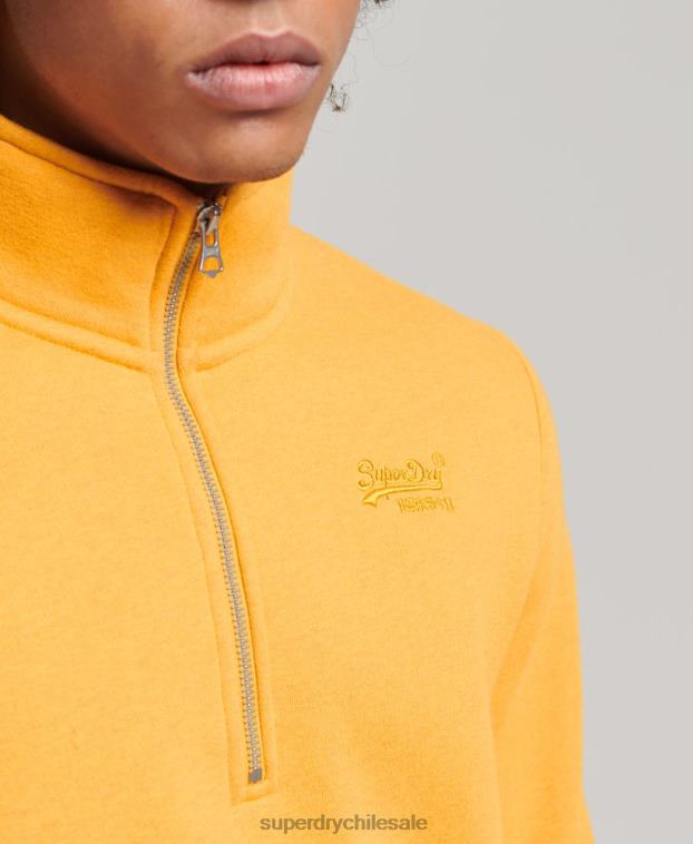 hombres Superdry amarillo sudadera con cuello tunecino y cremallera con logo vintage de algodón orgánico 2R68Z5042