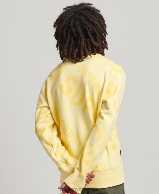 hombres Superdry amarillo sudadera con estampado de logo central en toda la prenda 2R68Z3435