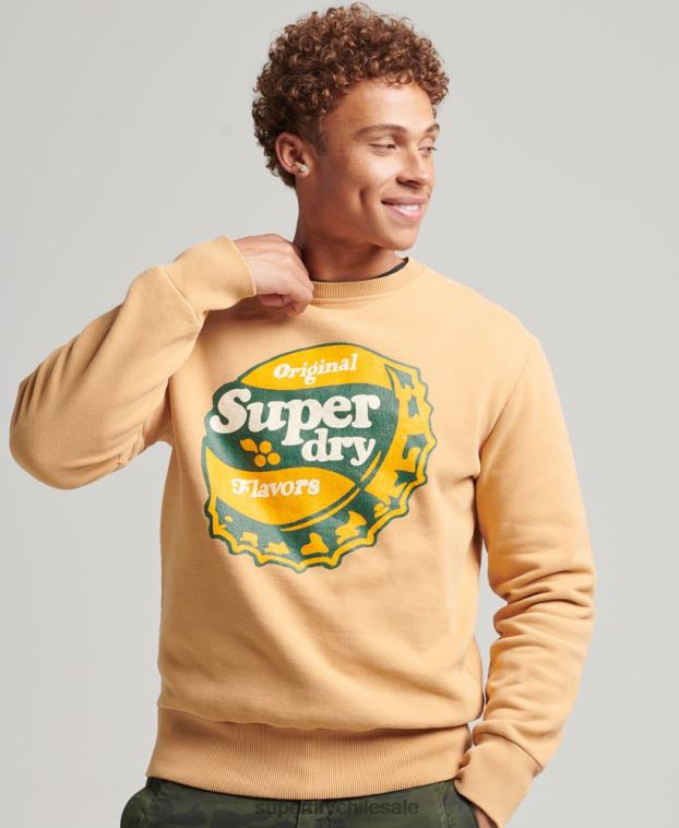 hombres Superdry amarillo sudadera cooper nostalgia crew 2R68Z4994