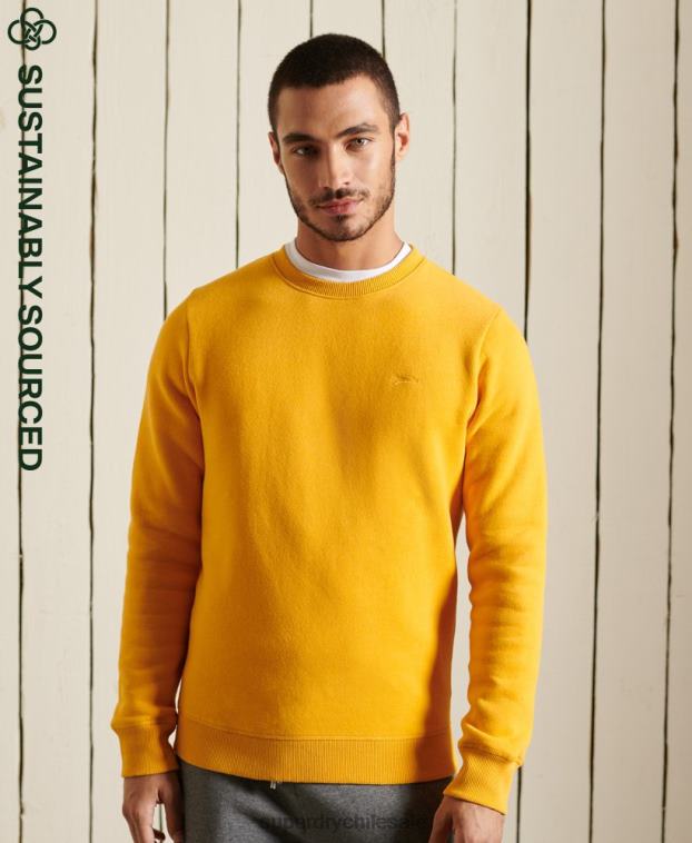 hombres Superdry amarillo sudadera de algodón orgánico con logo vintage 2R68Z5046