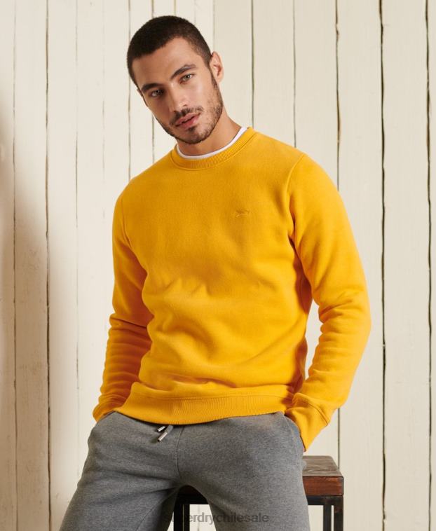 hombres Superdry amarillo sudadera de algodón orgánico con logo vintage 2R68Z5046