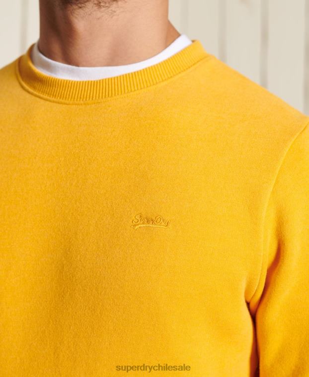 hombres Superdry amarillo sudadera de algodón orgánico con logo vintage 2R68Z5046