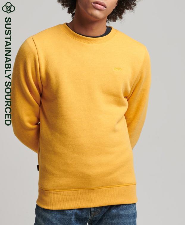 hombres Superdry amarillo sudadera de algodón orgánico con logo vintage 2R68Z5068