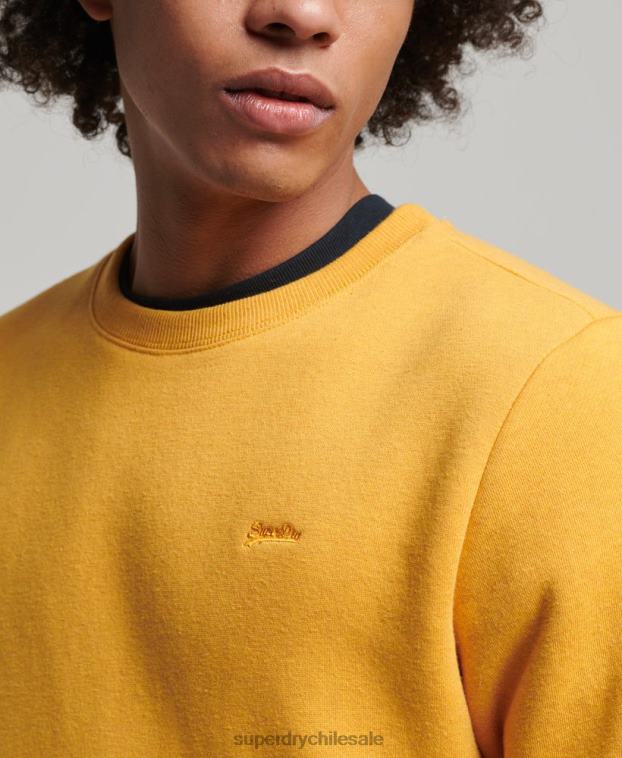 hombres Superdry amarillo sudadera de algodón orgánico con logo vintage 2R68Z5068