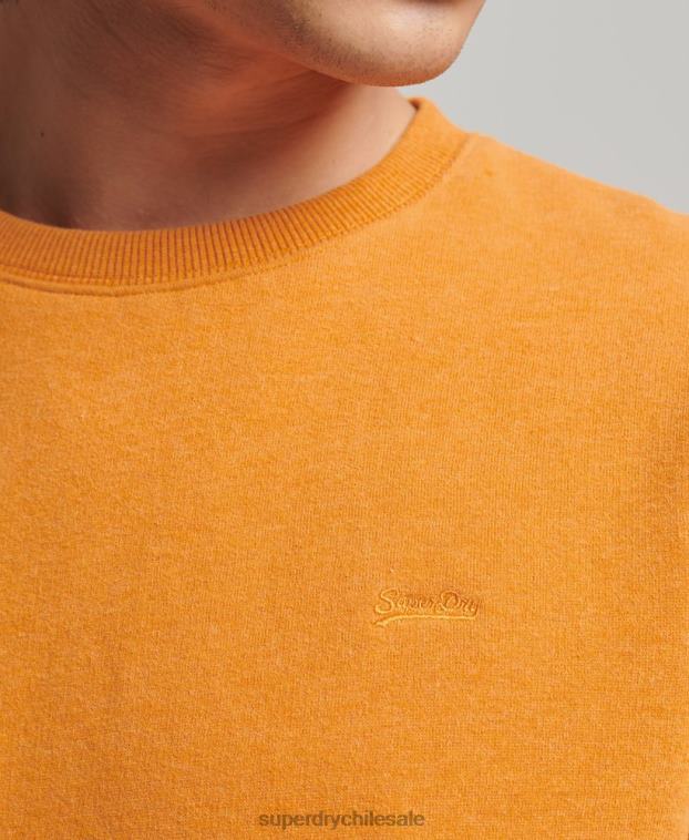 hombres Superdry amarillo sudadera de algodón orgánico con logo vintage 2R68Z694