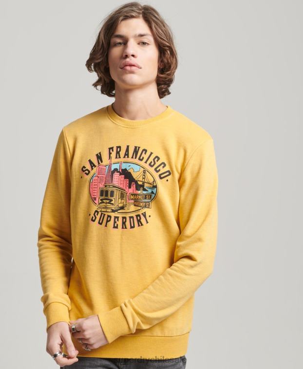 hombres Superdry amarillo sudadera de recuerdo de la ciudad 2R68Z622