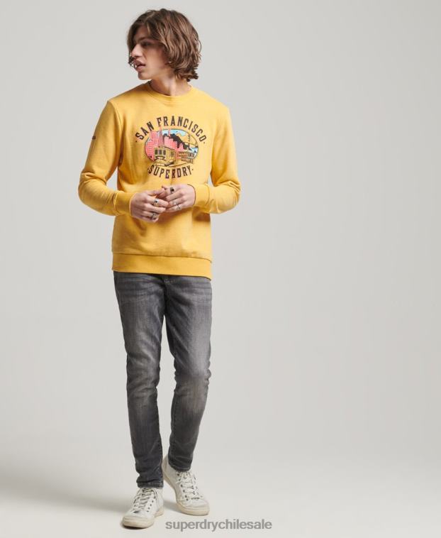hombres Superdry amarillo sudadera de recuerdo de la ciudad 2R68Z622