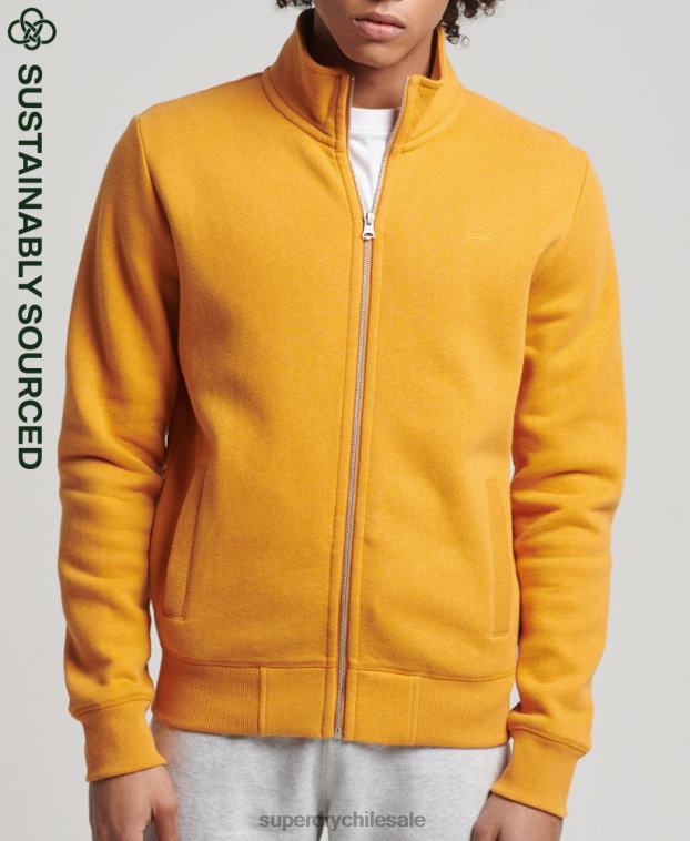 hombres Superdry amarillo top deportivo de algodón orgánico con cremallera y logo vintage 2R68Z5054