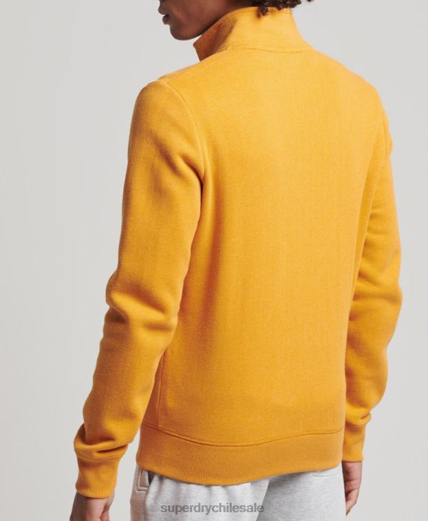 hombres Superdry amarillo top deportivo de algodón orgánico con cremallera y logo vintage 2R68Z5054