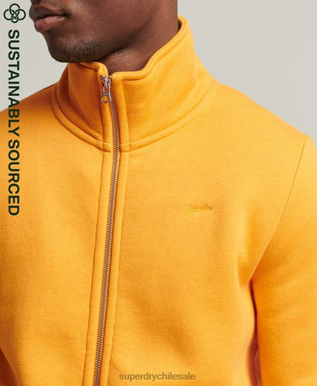 hombres Superdry amarillo top deportivo de algodón orgánico con cremallera y logo vintage 2R68Z5077