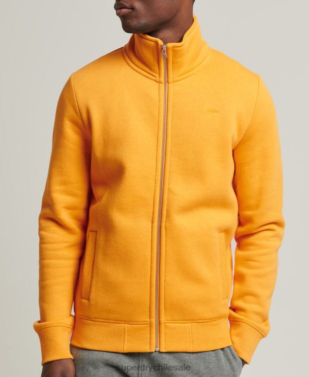hombres Superdry amarillo top deportivo de algodón orgánico con cremallera y logo vintage 2R68Z5077