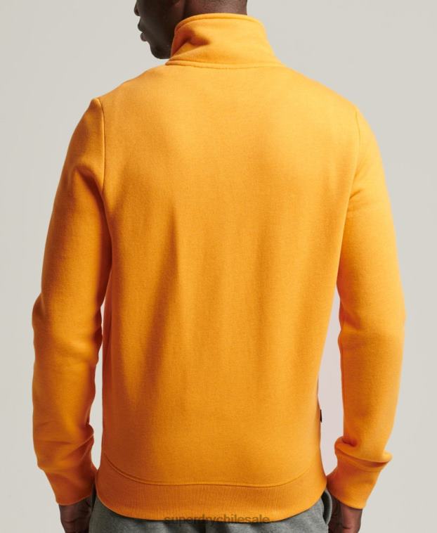 hombres Superdry amarillo top deportivo de algodón orgánico con cremallera y logo vintage 2R68Z5077