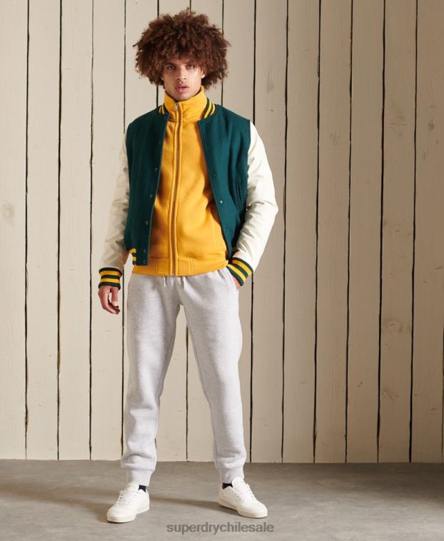 hombres Superdry amarillo top deportivo de algodón orgánico con cremallera y logo vintage 2R68Z5095