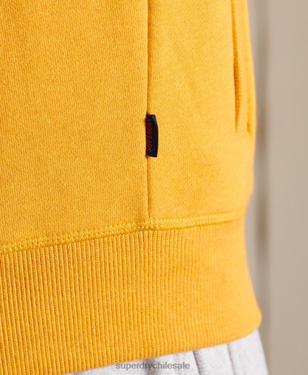 hombres Superdry amarillo top deportivo de algodón orgánico con cremallera y logo vintage 2R68Z5095