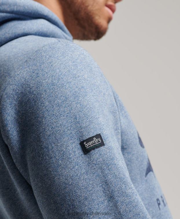 hombres Superdry azul claro sudadera americana con logo vintage 2R68Z488