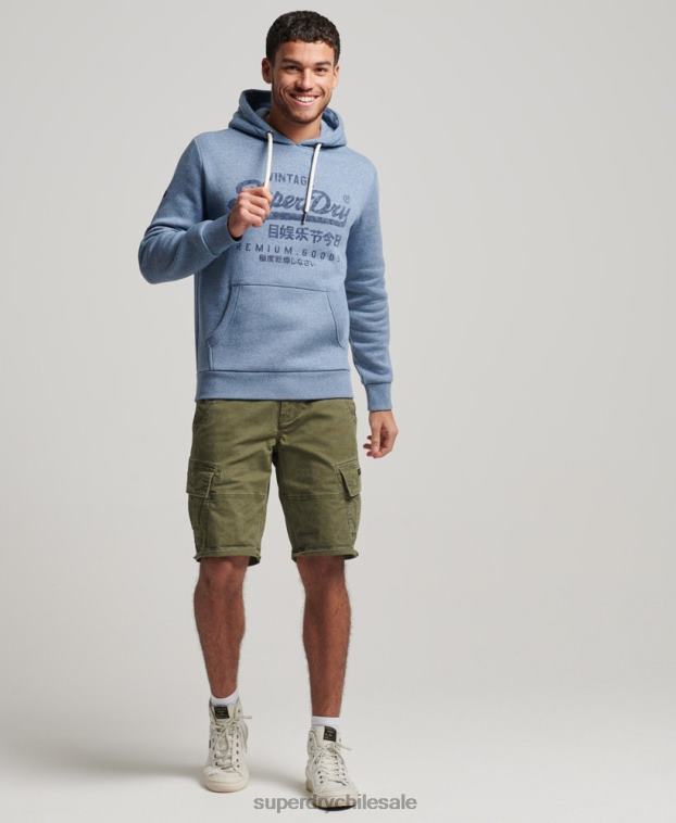 hombres Superdry azul claro sudadera americana con logo vintage 2R68Z488