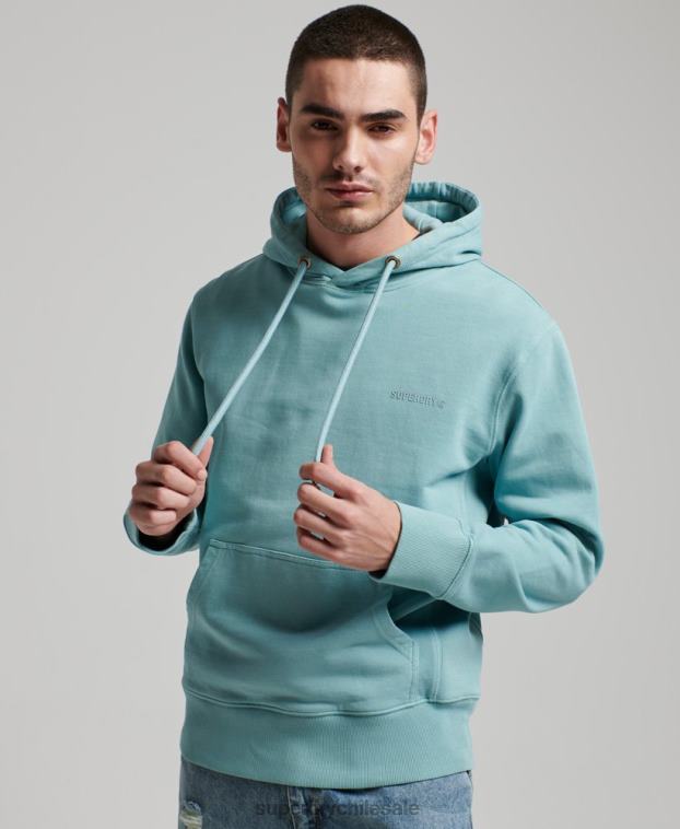hombres Superdry azul claro sudadera con capucha esencial sobreteñida 2R68Z702