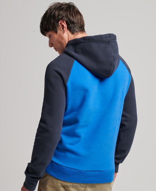 hombres Superdry azul claro sudadera con capucha raglán vintage achilles 2R68Z719