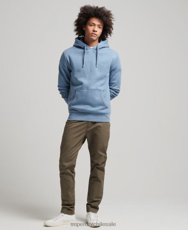 hombres Superdry azul claro sudadera con capucha y logo esencial de algodón orgánico 2R68Z552