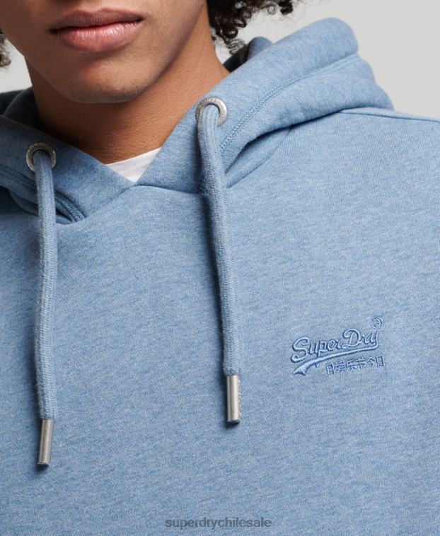 hombres Superdry azul claro sudadera con capucha y logo esencial de algodón orgánico 2R68Z552